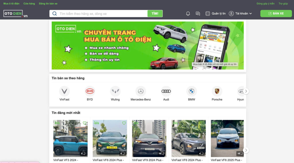 website bán ô tô cũ của Otodien.vn