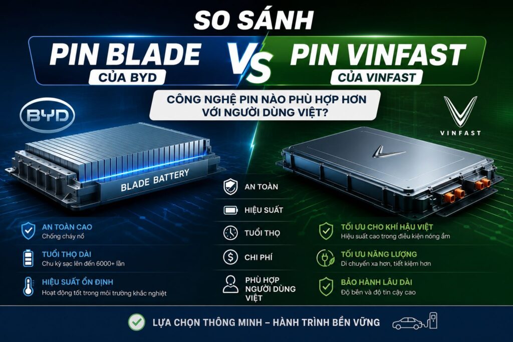So Sánh Pin Blade Của BYD Và Pin VinFast: Công Nghệ Pin Nào Phù Hợp Hơn Với Người Dùng Việt?