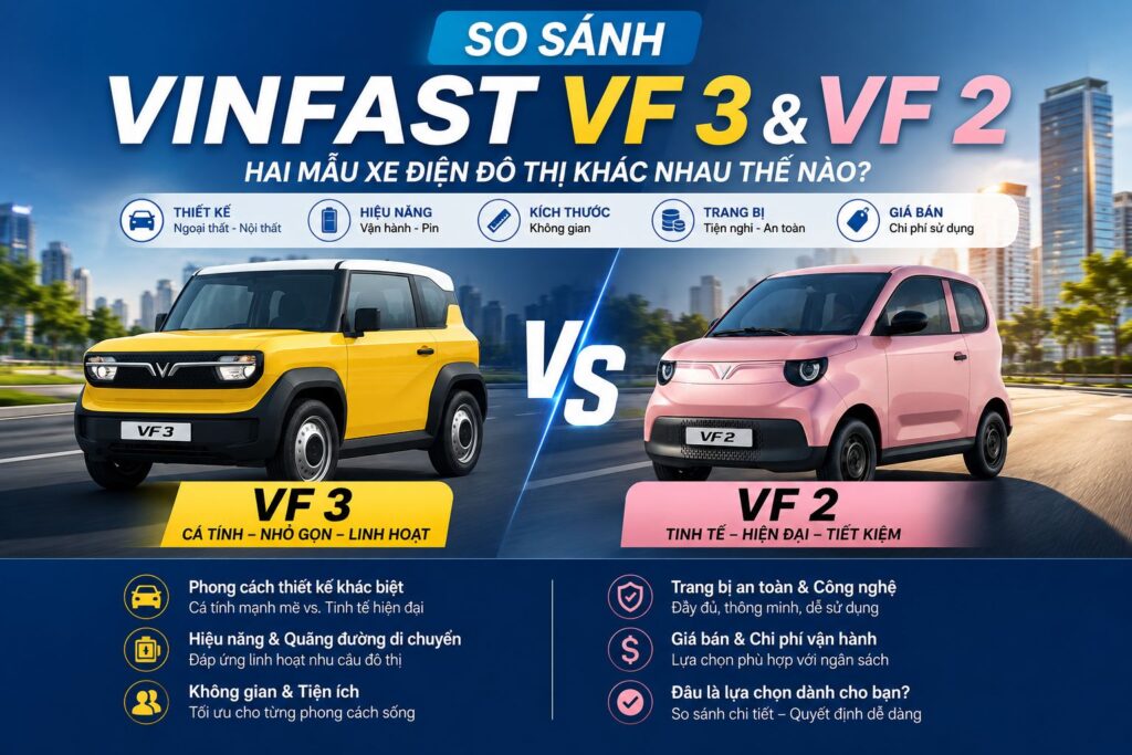 So sánh VinFast VF3 và VF2: Hai mẫu xe điện đô thị khác nhau thế nào?
